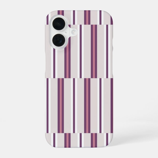 Modern Mauve and Plum Stripe iPhone 16 Case (Back)