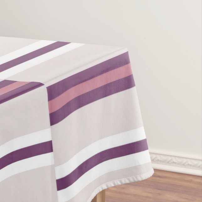 Modern Mauve and Plum Stripe Tablecloth (In Situ)