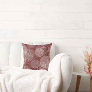 Modern Mauve Boho Floral Throw Pillow