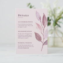 Modern Mauve Botanical Wedding Details