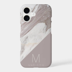 Modern Mauve & Grey Marble Stone Monogram Name