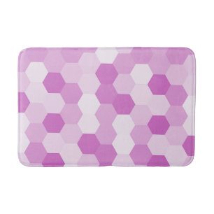 Modern Mauve Hexagonal Geometric Pattern Bath Mat