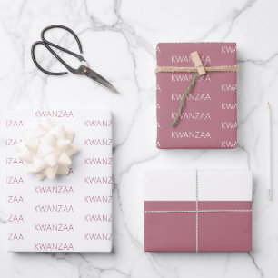 Modern mauve pink and white Kwanzaa Wrapping Paper Sheet