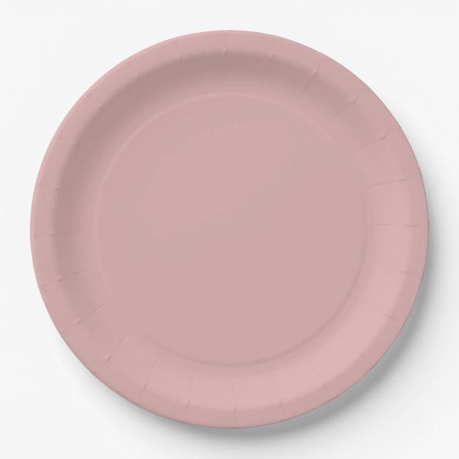 Modern mauve pink Plain Solid Colour Paper Plate (Front)