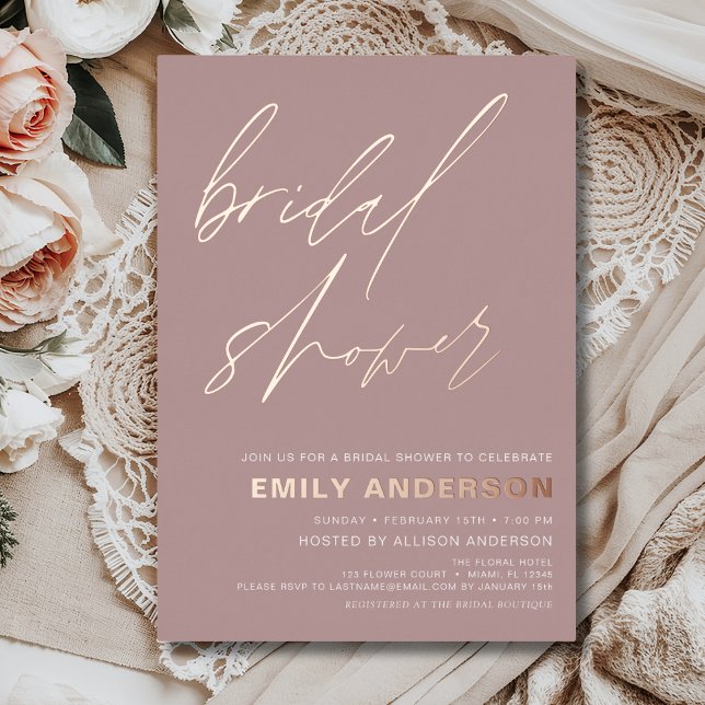 Modern Mauve Pink Rose Gold Bridal Shower Chic (Creator Uploaded)