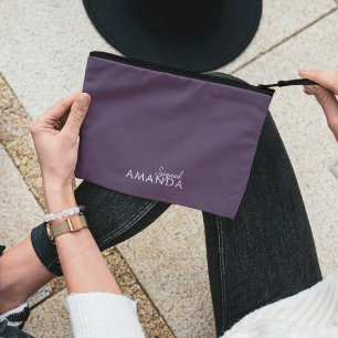 Modern Mauve Purple minimal Neutral Maid of Honour Accessory Pouch