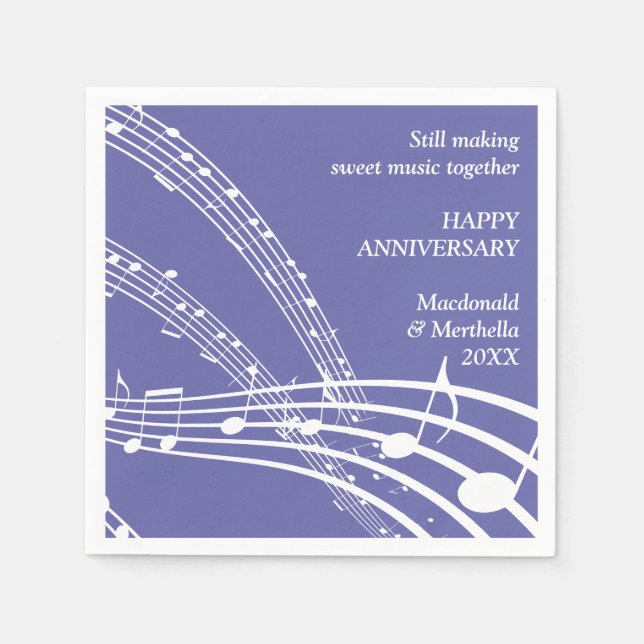 Modern Mauve SWEET MUSIC Anniversary Napkin (Front)