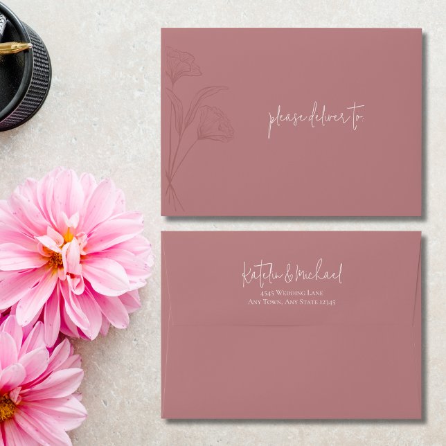 Modern Mauve Wedding Envelope (Creator Uploaded)