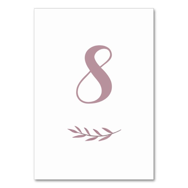 Modern Mauve Wedding Table Numbers (Front)