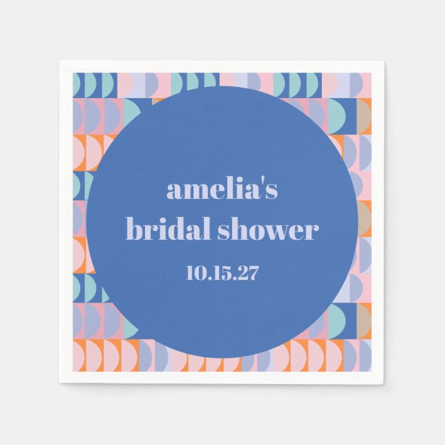 Modern Maximalist Blue Purple Custom Bridal Shower Napkin (Front)