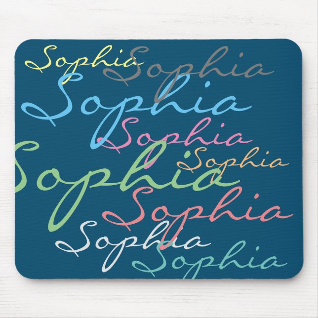 Modern Maximalist Custom Name Unique Typography Mouse Mat (Front)