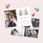 Modern Maximalist Monogram Photo Collage Christmas Holiday Card<br><div class="desc">* Photo credit: Photography © Storytree Studios, Stanford, CA ** / Vibrant modern maximalist style Christmas Card design with a photo collage on the reverse. On the front there is space for a single letter family surname monogram and a family photo. The front features a green Holidays tree in pink...</div>