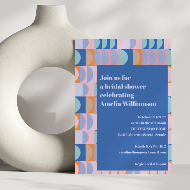 Modern Maximalist Unique Blue Purple Bridal Shower Invitation (Creator Uploaded)