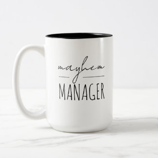 Modern "Mayhem Manager" Mother's Day Gift Two-Tone Coffee Mug