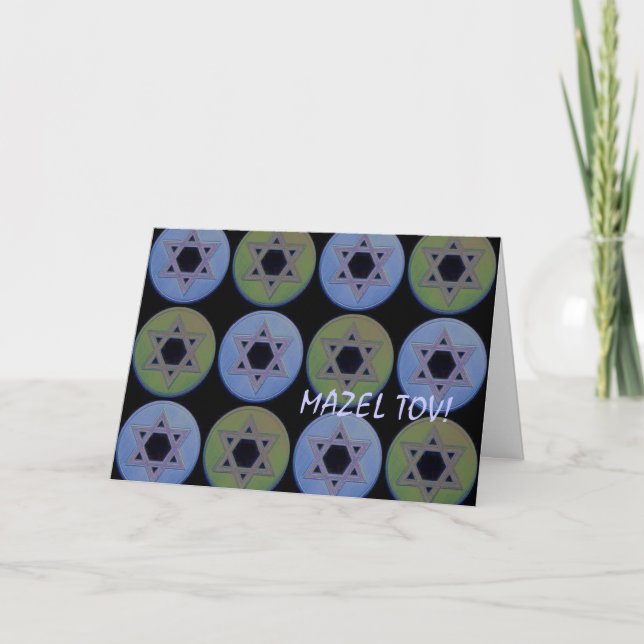 Modern Mazel Tov Star of David Pattern Card (Front)