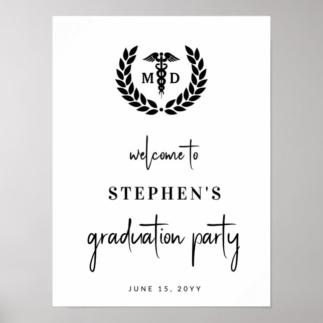 Modern MD Doctor of Medicine Graduation Welcome Poster (Front)