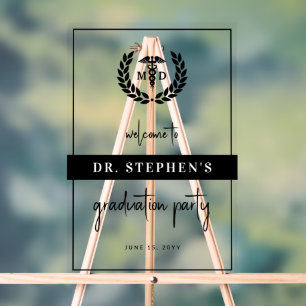 Modern MD Doctor of Medicine Med School Graduation Acrylic Sign