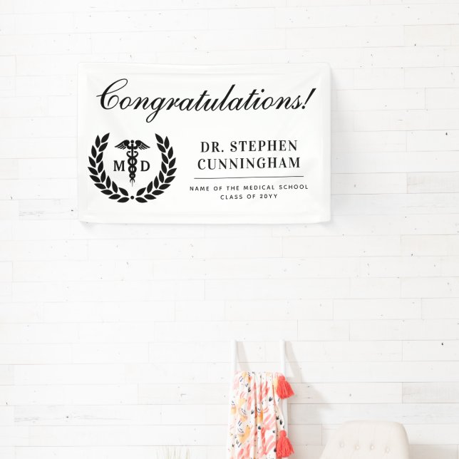Modern MD Doctor of Medicine Med School Graduation Banner (Insitu)
