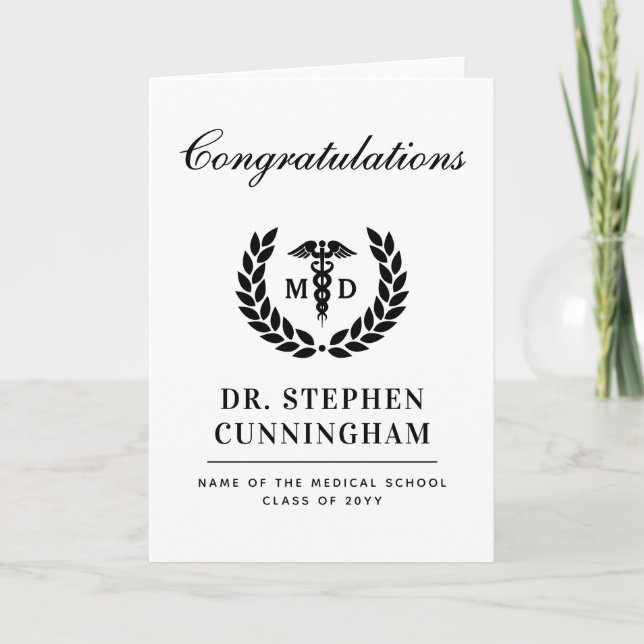 Modern MD Doctor of Medicine Med School Graduation Card (Front)