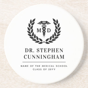 Modern MD Doctor of Medicine Med School Graduation Coaster