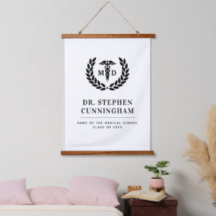 Modern MD Doctor of Medicine Med School Graduation Hanging Tapestry