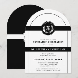 Modern MD Doctor of Medicine Med School Graduation Invitation