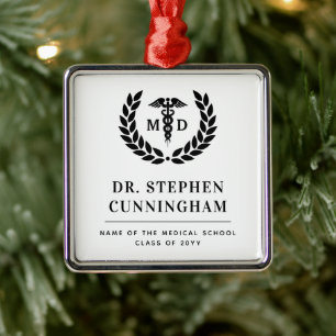 Modern MD Doctor of Medicine Med School Graduation Metal Tree Decoration