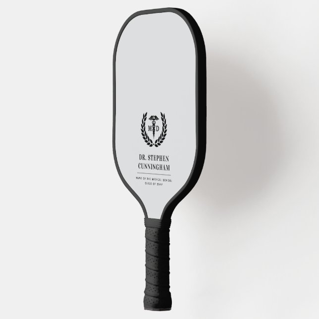 Modern MD Doctor of Medicine Med School Graduation Pickleball Paddle (Left)