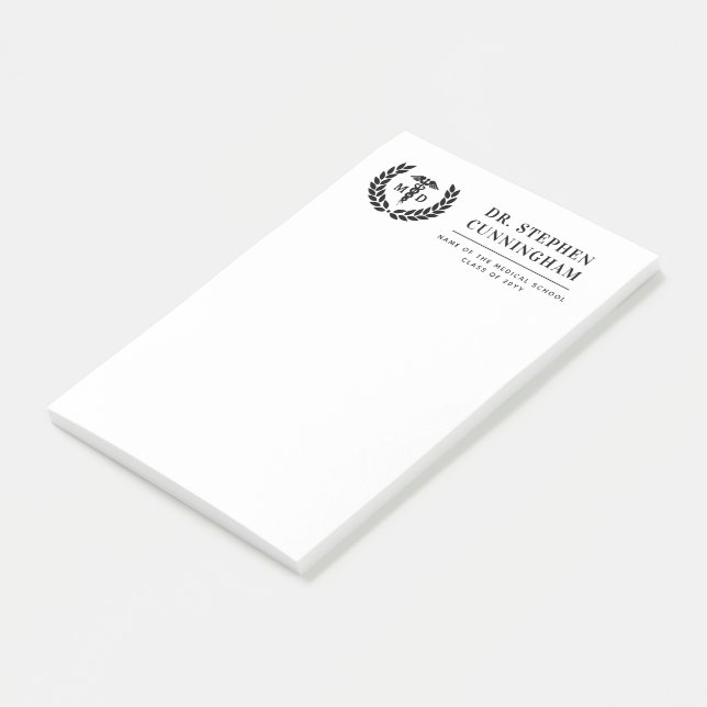 Modern MD Doctor of Medicine Med School Graduation Post-it Notes (Angled)