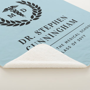 Modern MD Doctor of Medicine Med School Graduation Sherpa Blanket