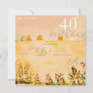 Modern Meadow Country Floral Landscape Birthday Invitation
