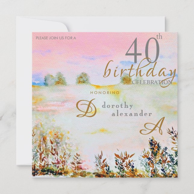 Modern Meadow Floral Landscape Birthday Invitation (Front)