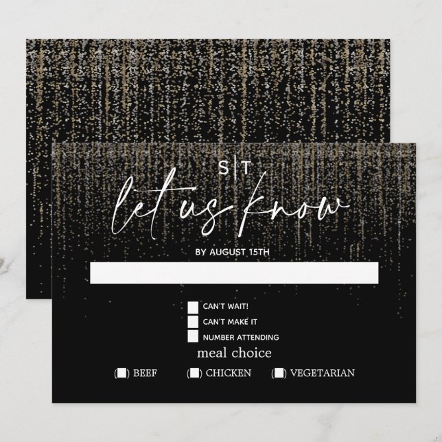 Modern Meal Choice RSVP Edgy Champagne Glitter Invitation (Front/Back)