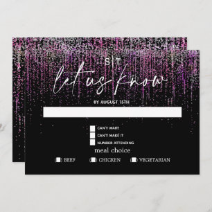 Modern Meal Choice RSVP Edgy Magenta Glitter Invitation