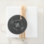Modern Meant to Bee Honey Wedding Chalkboard Round Favour Tags<br><div class="desc">Custom-designed honey wedding favour tags featuring modern "Meant to Bee" design on dark grey chalkboard texture. Personalise with bride and grooms' initials/ monogram and wedding date. Attach the tags on honey jars to create unique DIY wedding honey favours/gifts for your guests.</div>