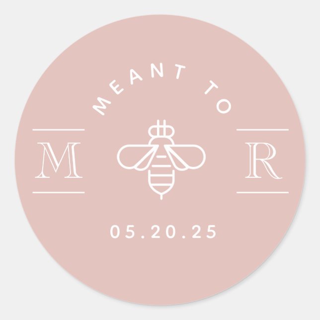 Modern Meant to Bee Honey Wedding Favour Pink Classic Round Sticker (Front)