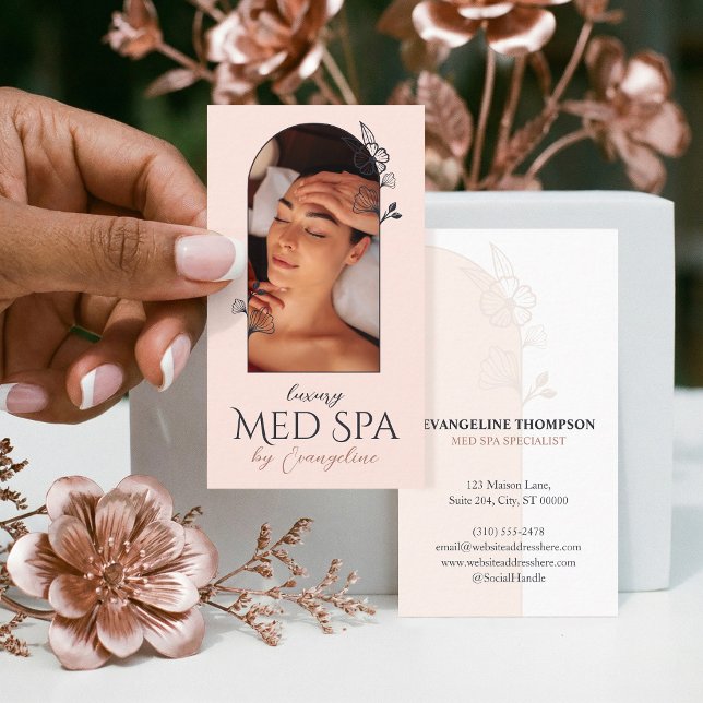 Modern Med Spa Wellness Floral Rose Arch Photo Business Card (Modern Med Spa Wellness Floral Rose Arch Photo Business Card)