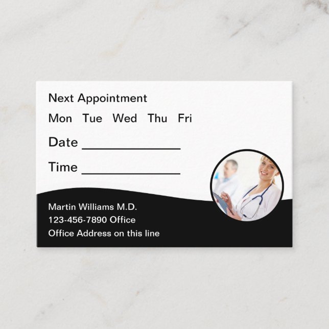 Modern Medical Doctor Appointment Business Cards (Front)
