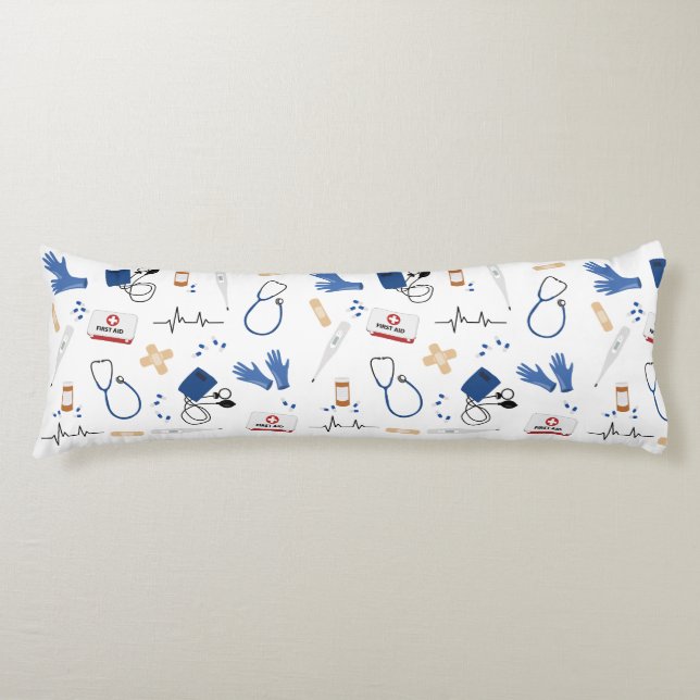 Modern Medical Doctor Nurse Pattern Body Cushion (Front)