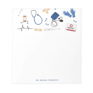 Modern Medical Doctor Nurse Pattern Notepad