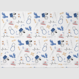 Modern Medical Doctor Nurse Pattern Tissue Paper