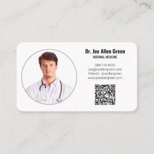 Modern Medical Doctor Photo QR Code Minimalist 👩‍ Business Card