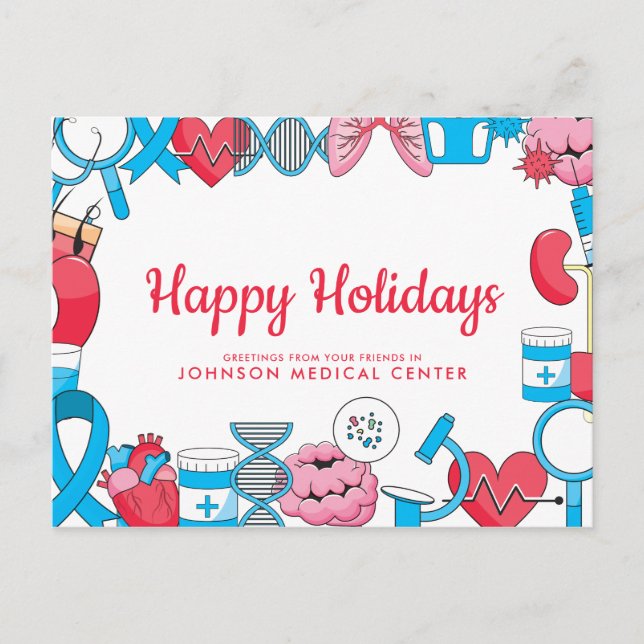 Modern Medical | Doctor's Holiday Greeting Postcard (Front)