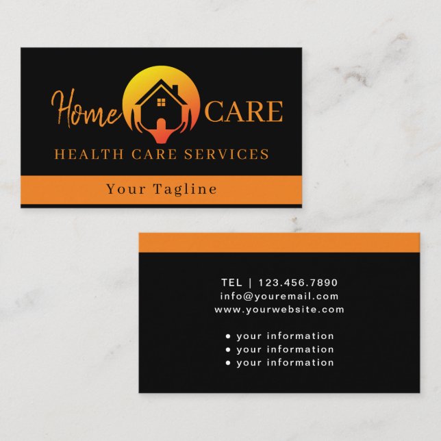 Modern Medical Health Care Black Business Card (Front/Back)