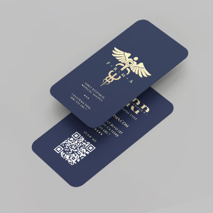 Modern Medical Hospital Pharmacy Dark Blue Gold Business Card