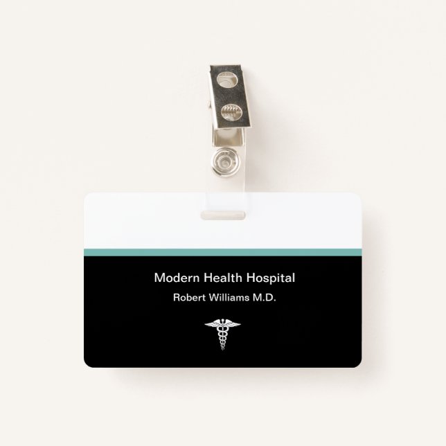 Modern Medical Hospital Staff Name ID Badge (Front with Clip)