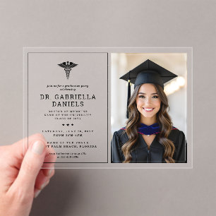 Modern Medical School Graduate Doctor Graduation Acrylic Invitations