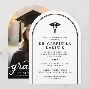 Modern Medical School Graduate Photo Graduation Invitation