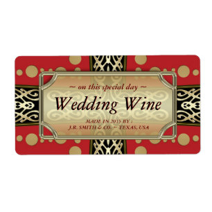 Modern Medieval Wedding  Red Gold WineLabels