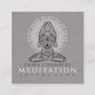 Modern Meditation Instructor Lotus Pose Mandala Square Business Card